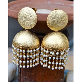 Bold Gold Matte Jhumka Earrings